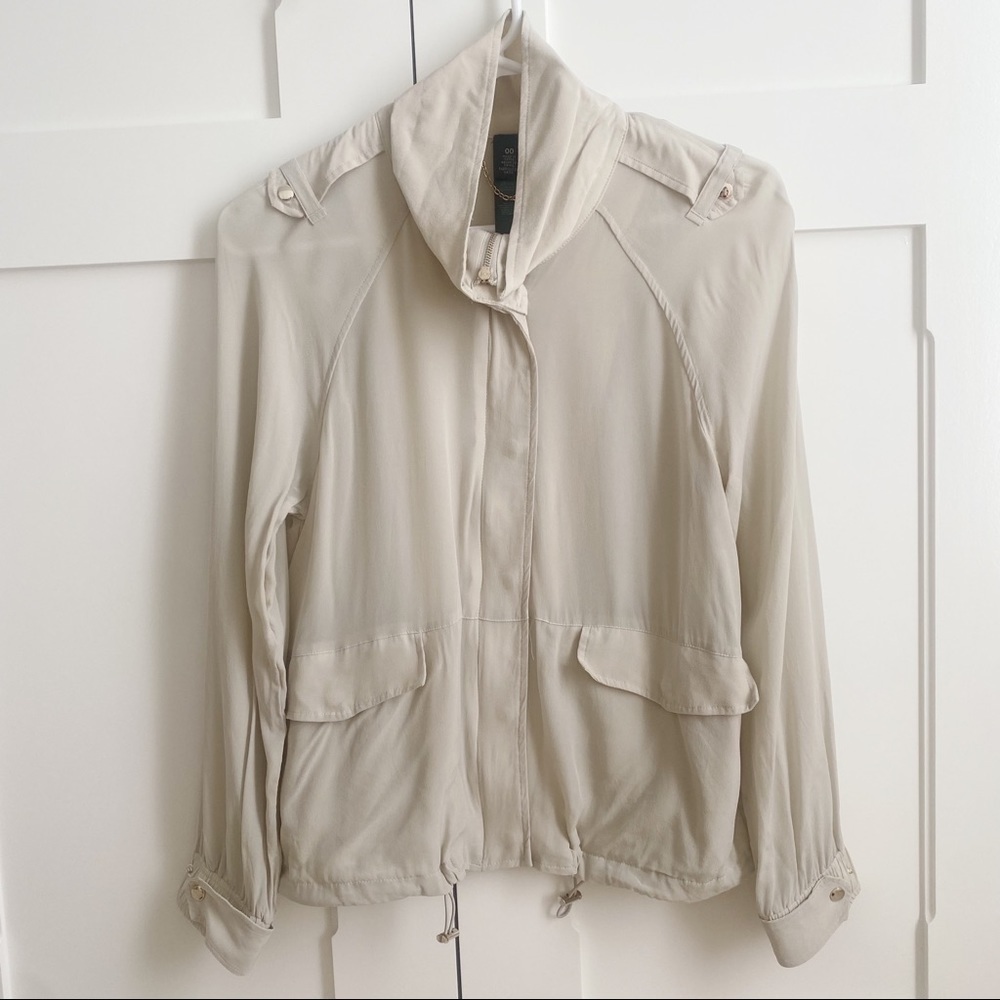 Chico’s 100% Cupro Cargo Bomber Jacket